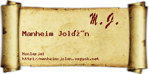 Manheim Jolán névjegykártya
